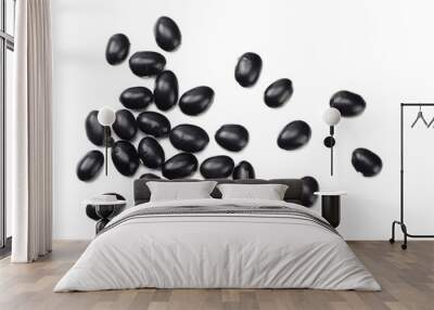 black kidney beans isolated on white background. top view Wall mural