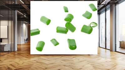 cut of green onion isolated on white background. clipping path Wall mural