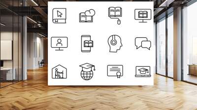 e learning outline vector icons isolated on white. e learning icon set for web and ui design, mobile apps and print products Wall mural