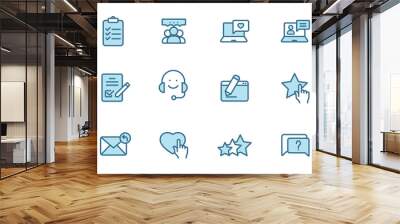 feedback outline vector icons in two colors isolated on white background. feedback blue icon set for web design, ui, mobile apps and print polygraphy Wall mural