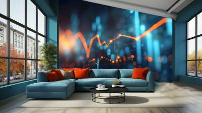 Finance, Bitcoin, charts and currency exchange, investment growth and capital investment. AI Generated Wall mural