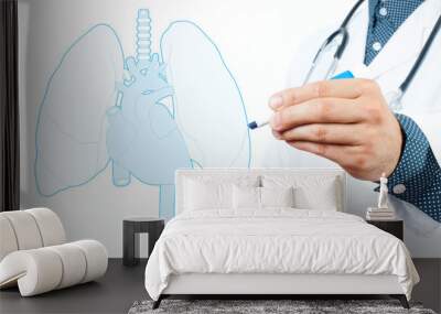 Doctor and vector lungs. Wall mural