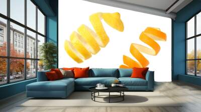 fresh orange and lemon peels isolated on white background top view Wall mural