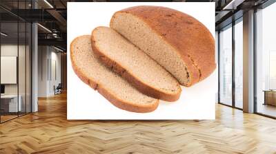 Fresh sliced rye bread loaf isolated on white background cutout. Wall mural