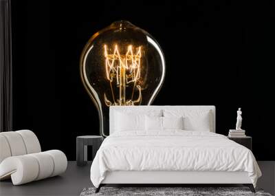 Edison's light bulb illuminates from electric current Wall mural