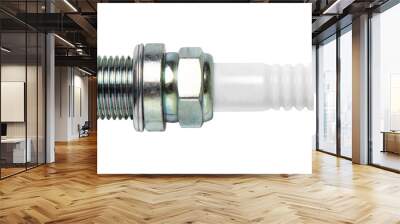 New automobile spark plug isolated on white. Ready for clipping path. Wall mural