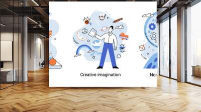 Non standart solution solving problem metaphor, answer to question or creativity idea innovation help business success. Alternative decision or business strategy plan, fallback option business choice Wall mural