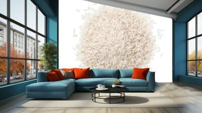 Pile of white rice isolated on white background. Wall mural