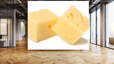 piece of cheese isolated on white background Wall mural