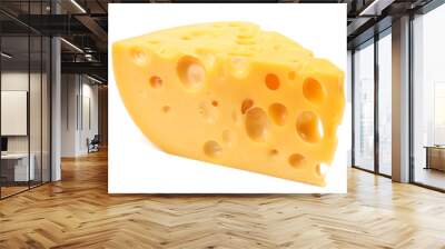 piece of cheese isolated on white background Wall mural