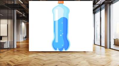 Plastic water bottle of drinking beverage quality illustration on white background, water delivery service of fresh purified mineral bottled cold drink. Blue healthy liquid container with lid Wall mural