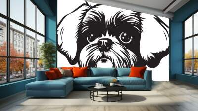 Shih tzu dog face isolated on a white background, SVG, Vector, Illustration.	 Wall mural