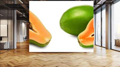 sliced ripe papaya fruit isolated on white background. exotic fruit. clipping path Wall mural