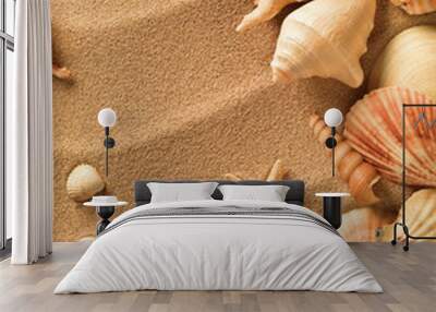 sea shells with sand as background Wall mural