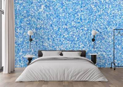 Bright light blue glitter, sparkle confetti texture. Christmas abstract background, seamless pattern. Wall mural