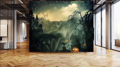 Scary Movie. Abstract halloween backgrounds for your design Wall mural