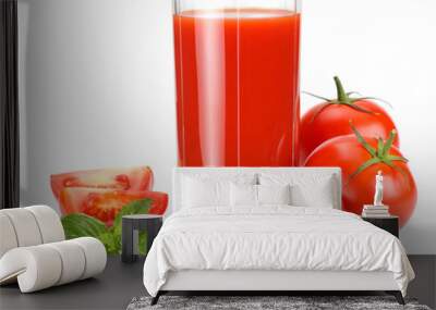 tomato juice isolated on white background. juice in glass Wall mural