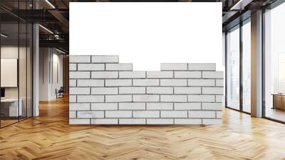 Unfinished white brick wall is isolated. Wall mural