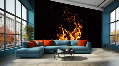 fire spark fire black background Wall mural