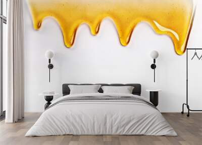 Dripping honey seamlessly repeatable from the top over white with copyspace and text Wall mural