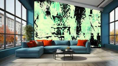 Design for abstract backgrounds with splashes hand painted with light green and black colors Wall mural