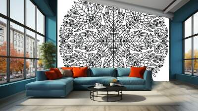 mandala with acorns and mushrooms drawn on a white background for coloring, vector Wall mural