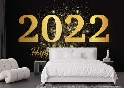 2022 Happy New Year gold background Wall mural