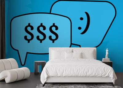 Communication speech bubbles on blue background. Vector illustration
 Wall mural