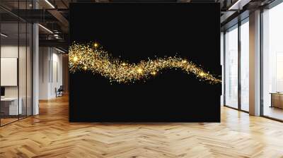 Gold glittering confetti wave and stardust Wall mural