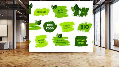 Green natural bio labels Wall mural