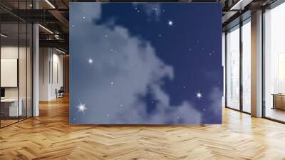 Night sky with clouds and many stars Wall mural