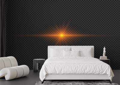 Orange horizontal light effect of lens flares Wall mural