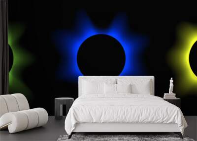 Set of circle illuminate light frames with color gradient Wall mural