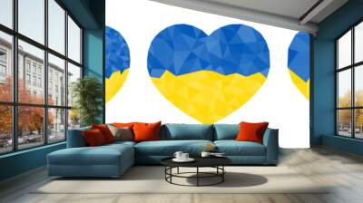 Set of hearts in Ukrainian colors Wall mural