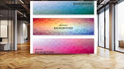 Set of three banners in low poly art style Wall mural