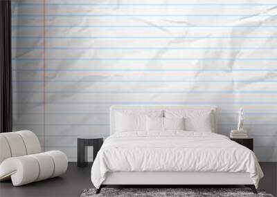 White clean crumpled notebook paper with lines Wall mural