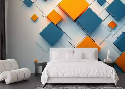 Blue and orange color blocks on a white background․ Wall mural