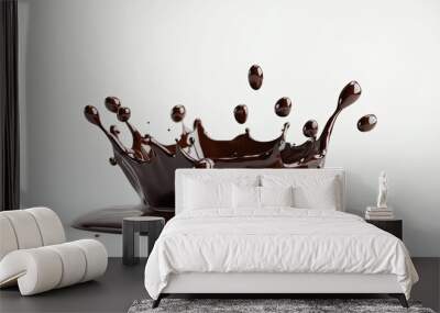 Chocolate on the white background of chocolate. Wall mural