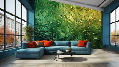 water drops on green glass Wall mural