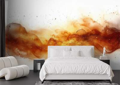 watercolor beige ink and sparkling gold splashes, picture, white background Background of flowing golden sand and smoke, in the style of digital art with copy space Wall mural