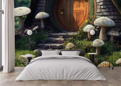 Fantasy house, hut in the enchanted forest Wall mural