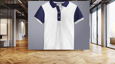 Polo T-Shirt mockup, front view on grey background Wall mural