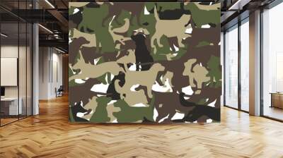 Modern camouflage dog style seamless pattern Wall mural