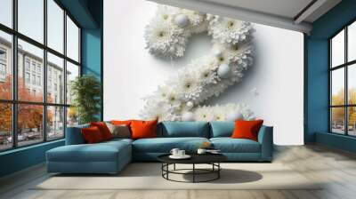 White chrysanthemum-colored number se Wall mural