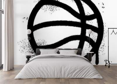 Spray Painted Graffiti Basketball icon Sprayed isolated with a white background. Wall mural