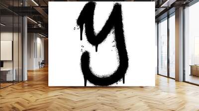 Spray Painted Graffiti font Y Sprayed isolated with a white background. graffiti font Y with over spray in black over white. Vector illustration. Wall mural