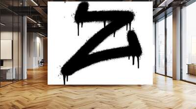 Spray Painted Graffiti font Z Sprayed isolated with a white background. graffiti font Z with over spray in black over white. Vector illustration. Wall mural