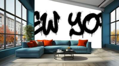 Spray Painted Graffiti new york Word Sprayed isolated with a white background. graffiti font new york with over spray in black over white. Vector illustration. Wall mural