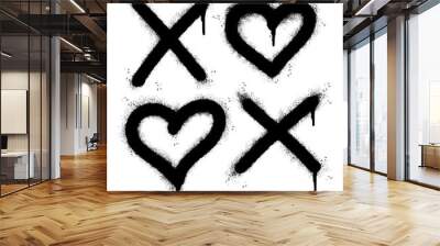 Spray Painted Graffiti xoxo Word Sprayed isolated with a white background. graffiti font xoxo with over spray in black over white. Wall mural