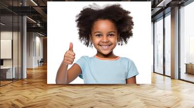 african child girl thumbs up on transparent background Wall mural